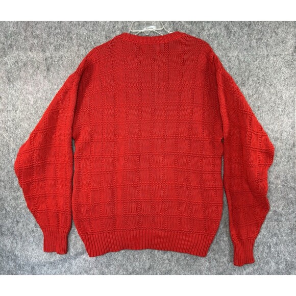 Vintage Isle of Cotton Men’s M Red Knit Sweater Oversized Y2K Made In USA - Picture 4 of 9